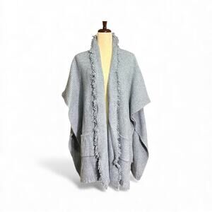 Ralph Lauren “Black Label” Soft Blue Knit Cardigan Cape or Shawl One Size T5